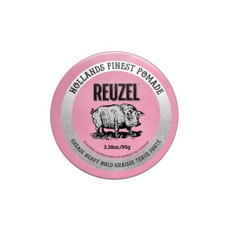 Reuzel Pink Grease Pomade - Strong Hold Oil-Based Styling Wax | Medium Shine for All Hair Types