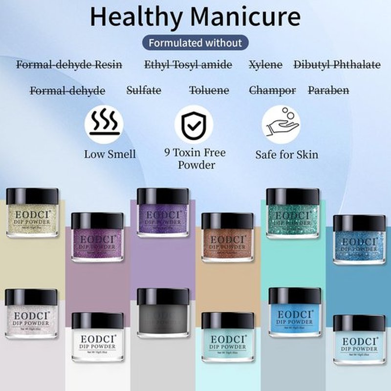 Eodci 12 Pcs Nail Dip Powder Set, 12Colors Glitter Blue Gold Silver Snow Dipping Powder Kit, Black White Nail Art Manicure Salon DIY for Daily at Home Party Gifts for Women