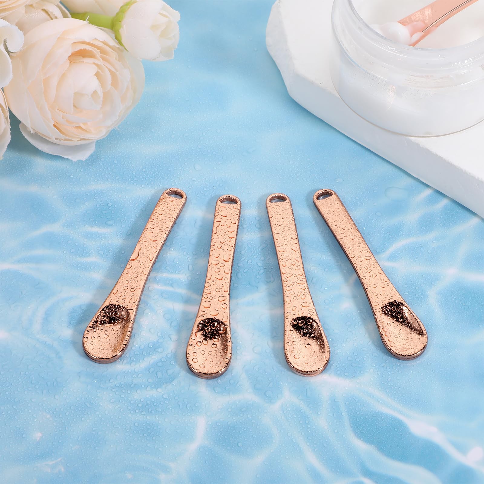FdcZeyxior 6 PCS Metal Makeup Spatula Tool, Mini Reusable Skin Care Spoon Multi-functional Facial Applicator Tool Beauty Scoop for Face Mask Eye Cream Lotions Moisturizers Essences Beauty Accessories