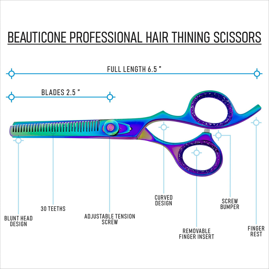 Hair Cutting & Thinning Scissors Set, Professional 6.5" Barber Shears for Haircut Men/Women, Beard & Mustache Trimming Stainless Steel Hairdressing Scissors, Adjustable Screw