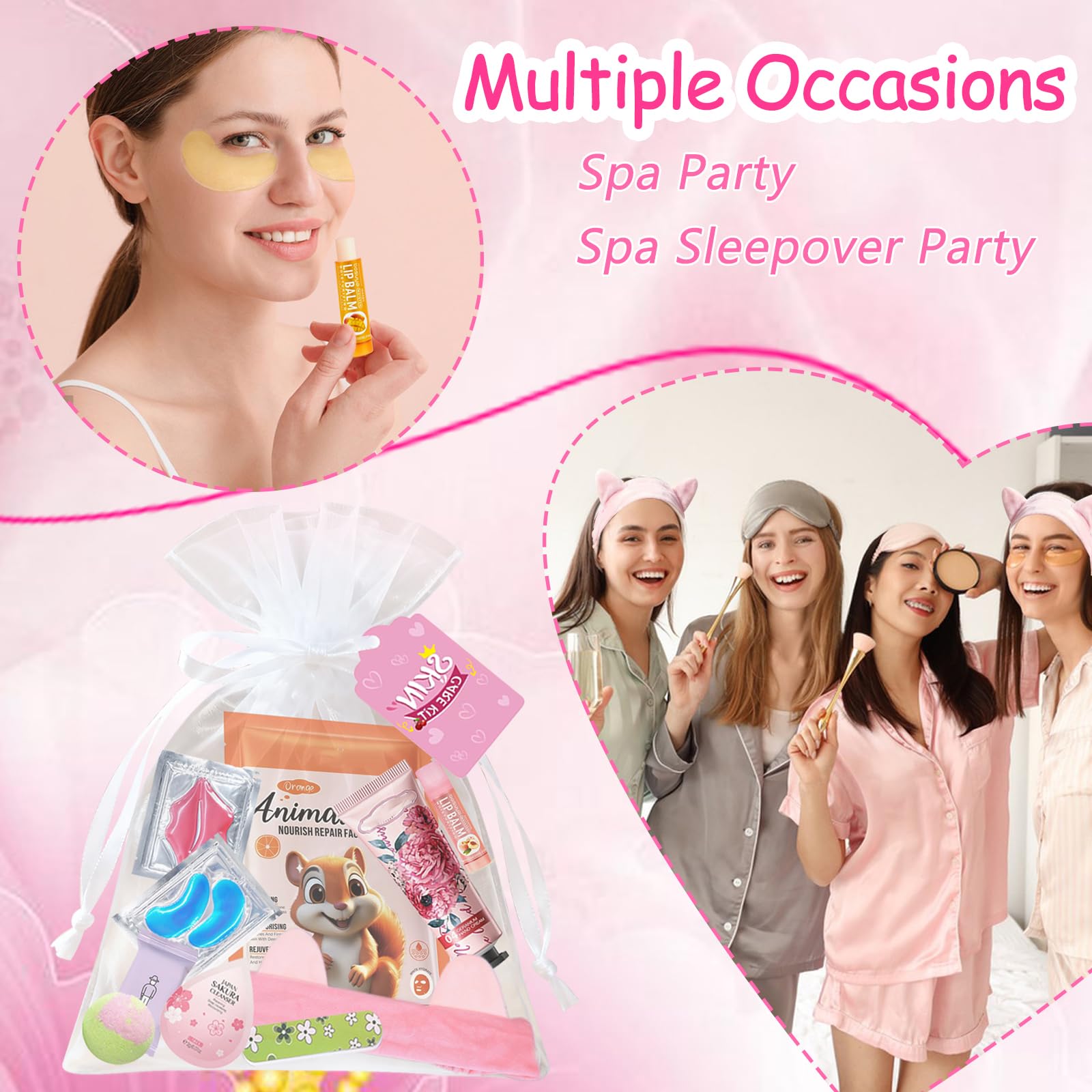144 PCS Spa Party Supplies for Women,Spa Day Favors Essentials Include Face Masks Skincare, Lip Balm, Under Eye Patches, Foot Bath Bomb, Bulk Gifts For Women,Spa Kit Self Care