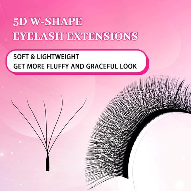 TDANCE YY Lash Extensions Premade Volume Eyelash Fans YY Lashes Matte Black W Lashes Extensions(W-5D-0.07-L,8-15 mm)