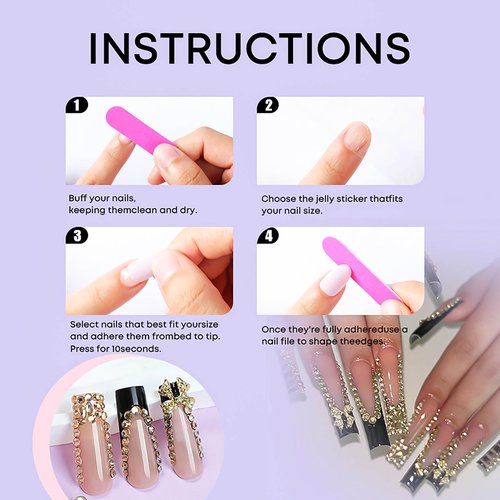 RUOKEXIN Long Square Press on Nails Black French Tip Fake Nails Sparkly False Nails with 3D Gold Bow Charms Designs Full Cover Glue on Nails Long Nail Press ons Cute Stick on Nails for Women 24Pcs