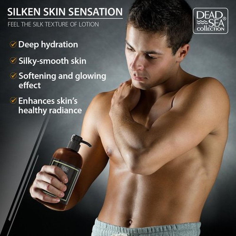 Dead Sea Collection Amberwood Men's Body Lotion - Nourishing Hydration with Amberwood Oil & Minerals | 16.9 Fl Oz