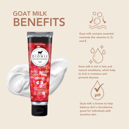 Dionis Goat Milk Hand & Body Cream Berry Sparkle 3.3oz (Pack of 1)