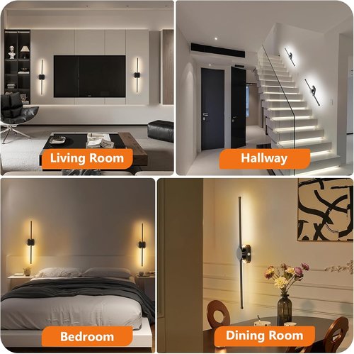 HEERTTOGO Battery Operated Wall Sconces - Set of 2 Dimmable LED Lights with Remote Control | 360° Rotatable, 3-Color Temperature