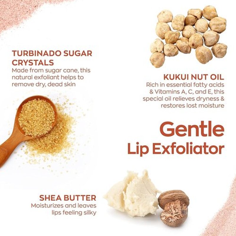 Hanalei Vegan Sugar Lip Scrub Exfoliator - Natural Hawaiian Cane Sugar & Kukui Oil for Smooth, Hydrated Lips | 22g
