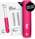 Flint Classic Mini Lint Roller - Portable Pink Design with 90 Extra Sticky Sheets | Ideal Pet Hair Remover