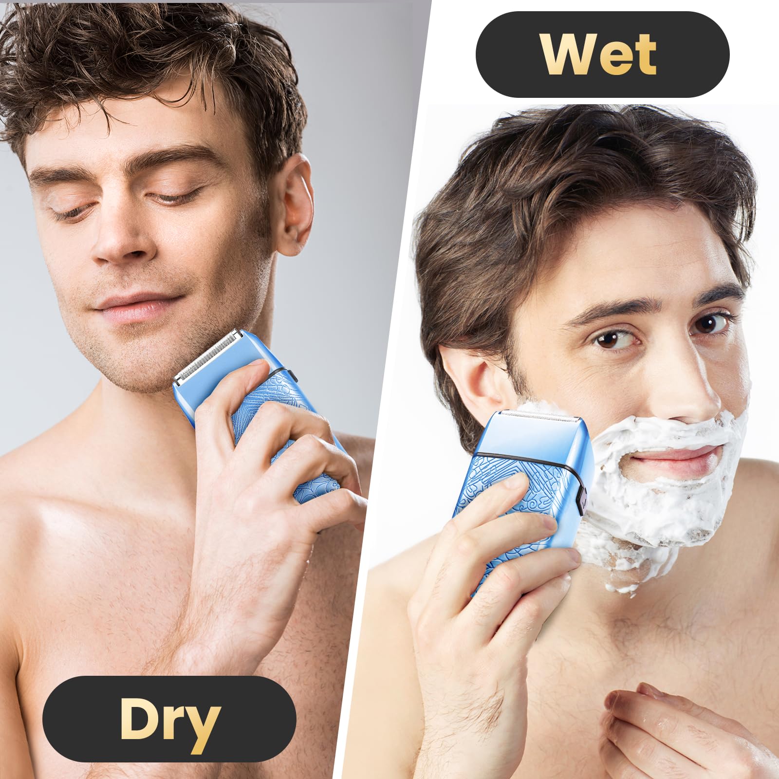 Foil Shavers for Men,Electric Razor for Men with Triple Blades, LED Display, Shavers for Men, Men's Foil Shaver for Close Shave, Dry & Wet Shave, Fathers Day Gift for Dad Men (Blue)