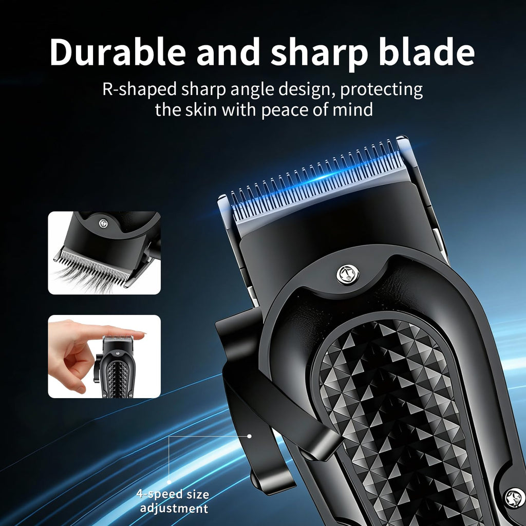 WAIKIL Professional Hair Clippers for Men & Beard Trimmer Set,Cordless Barber Clippers with T-Blade Outliner,LED Display,8 Guide Combs,Rechargeable Grooming Kit for Home & Barbershop