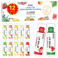 DMSKY 12 Pack Lip Balm, Natural Lip Balm Bulk with Vitamin E and Coconut Oil, Moisturizing Lip Care for Dry Chapped Lips, Party Favors-12 Flavors