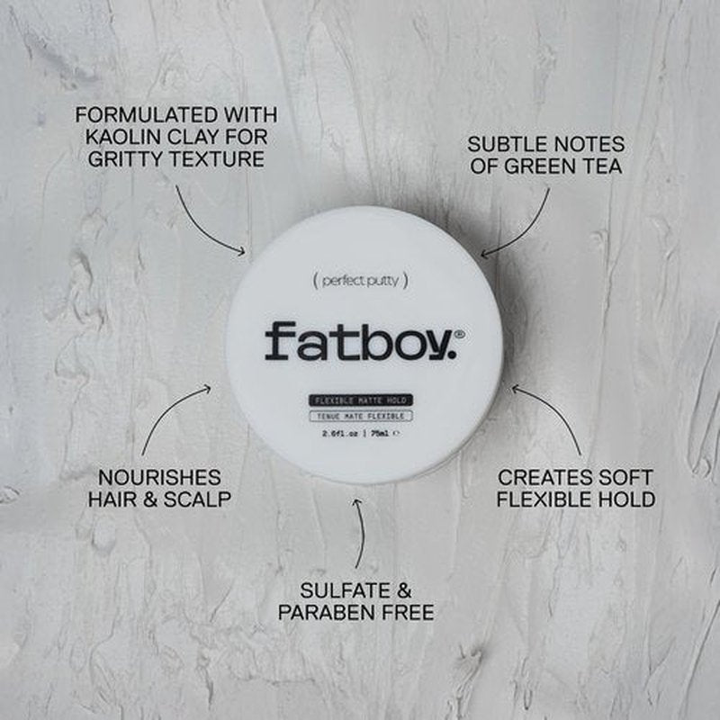 Fatboy Hair Perfect Putty - Kaolin Clay Styling Putty for Volume & Texture | Medium Hold, Matte Finish, 2.6 Oz