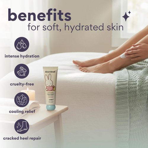 dearcloud Miffy Rescue Butter Foot Cream – Cracked Heel Repair Cream with Shea Butter, Urea, Peppermint Oil & Allantoin – Korean Foot Cream - 3 fl oz (Mint Breeze)