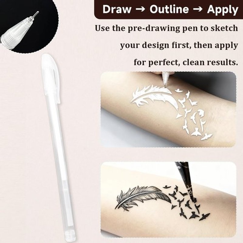 Temporary Tattoo Kit for Teens & Adults – 3 Tattoo Pastes (2 Brown+Cherry Red), 100pcs Reusable Stencils, Outline Pen, Long Lasting Waterproof Body Art, DIY Skin Painting for Festivals, Parties Makeup