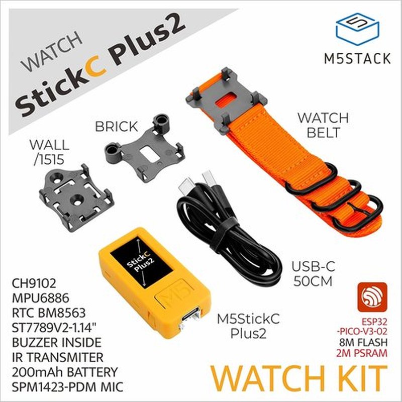 M5Stack M5StickC PLUS2 Mini IoT Development Kit - 1.14-Inch TFT Screen for UIFlow Control