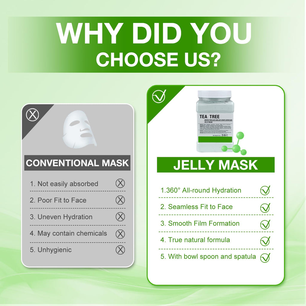 Angeland Jelly Mask for Facials Professional, Hydrating & Moisturizing Peel-Off Natural Gel Face Mask SkinCare, Professional Spa Use Jelly Face Masks, Deep Hydration & Glow 23 Fl Oz (Tea Tree)