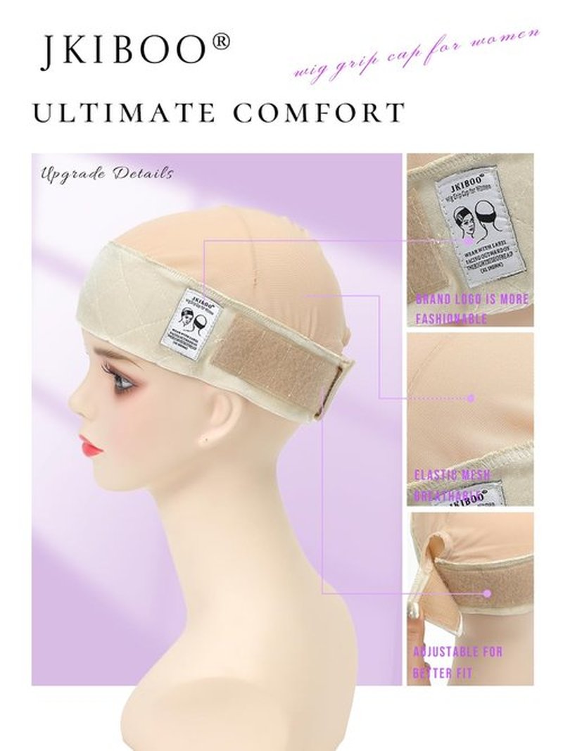 JKIBOO Wide Wig Grip Cap for Women Non Slip,Wig Caps with Velvet Wig Grip Band for Glueless Wigs