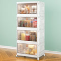 Skiennix 4-Tier Storage Bins - Stackable Closet Organizers with Lids & Wheels | 23QT, White