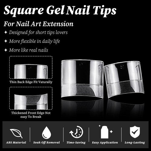 LuckForever 600pc French Tips Toenail Tips Short Square Clear Fake Toenails Soft Gel Toe Nail Tips French False Toes Nail Half Artificial Toenail Tip for Gel Acrylic Toes Nails Extension