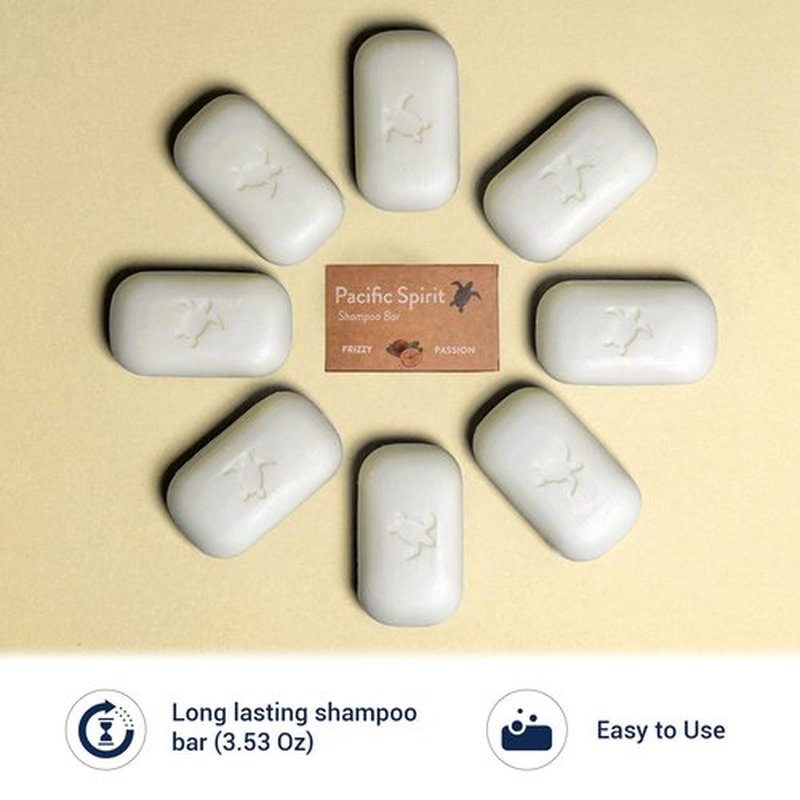 Pacific Spirit Shampoo Bar for Curly & Wavy hair with Coconut Moisturizing and Conditioning - 2 in 1 - Tropical Scent, 3.53 Oz.