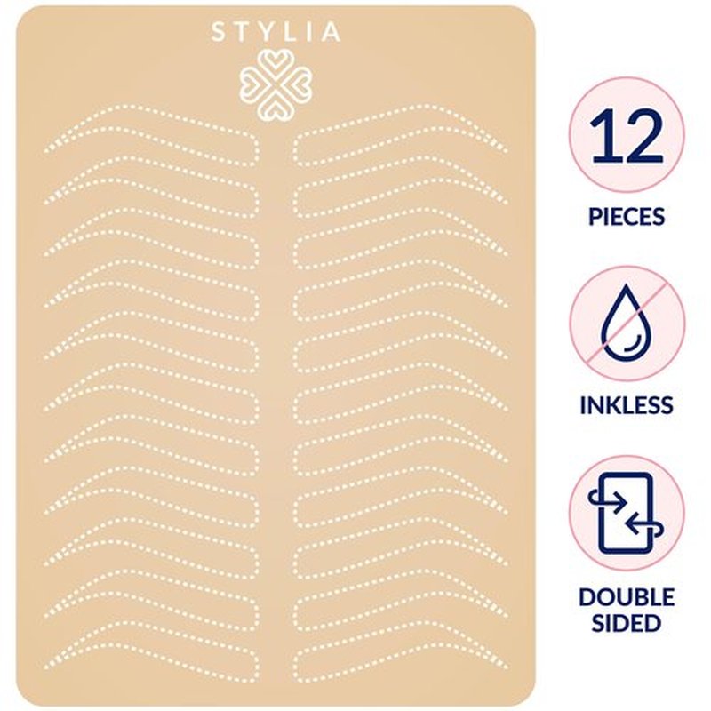Stylia Microblading Inkless Practice Fake Silicone Skin Sheet for Eyebrow Tattoo, Fake Skin for Tattoo, Needling, Eye Brow Makeup, Tattoo Skin Practice Kit Supplies (White Double Sided)