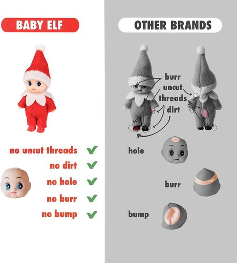Regine Switzerland Christmas Baby Elf Doll - Adorable Red Jumpsuit for Holiday Cheer