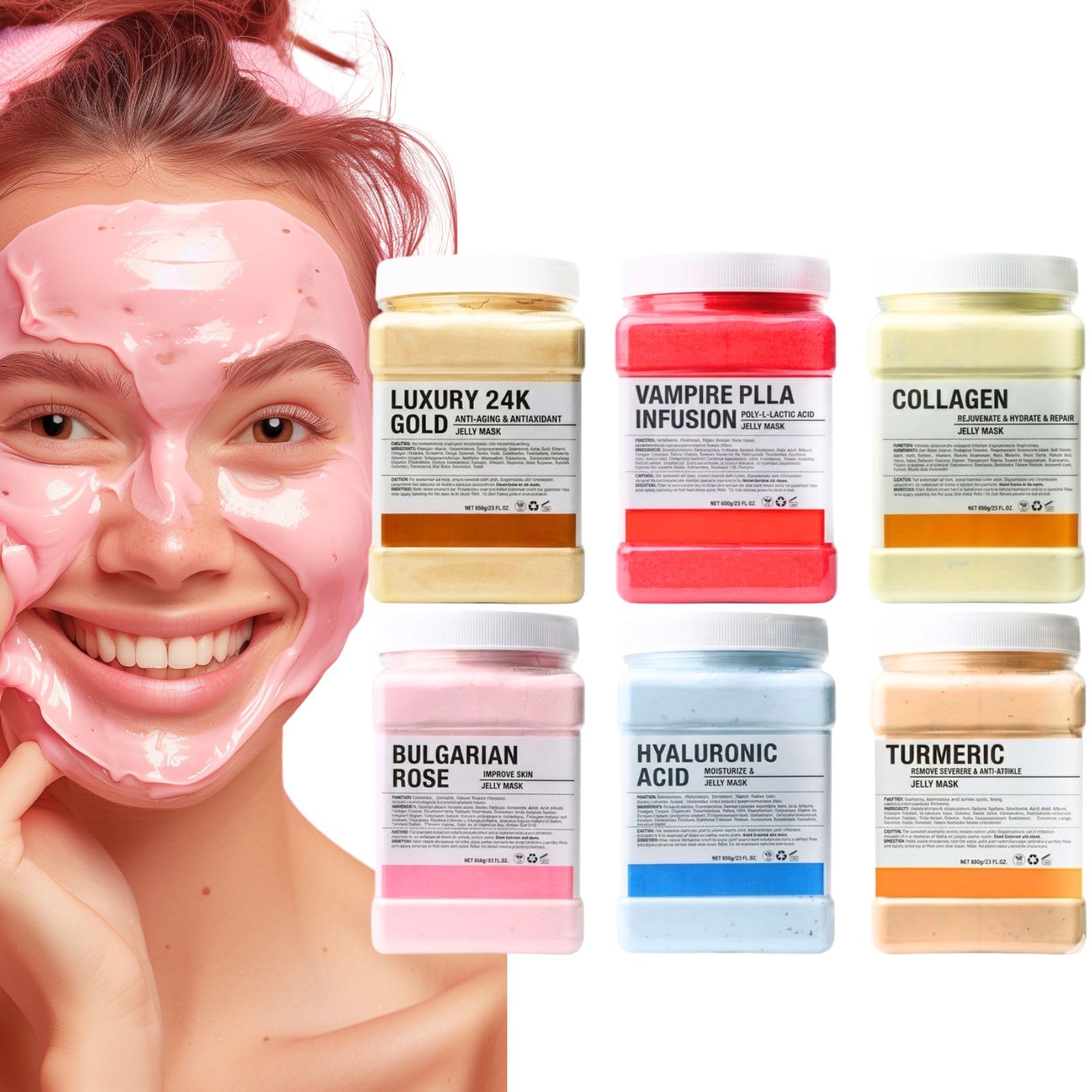 Collagen Jelly Mask – Jelly Mask for Facials & Vajacial, Mascarilla Hidroplástica Facial,Esthetician Supplies for All Skin Types (6 Packs)