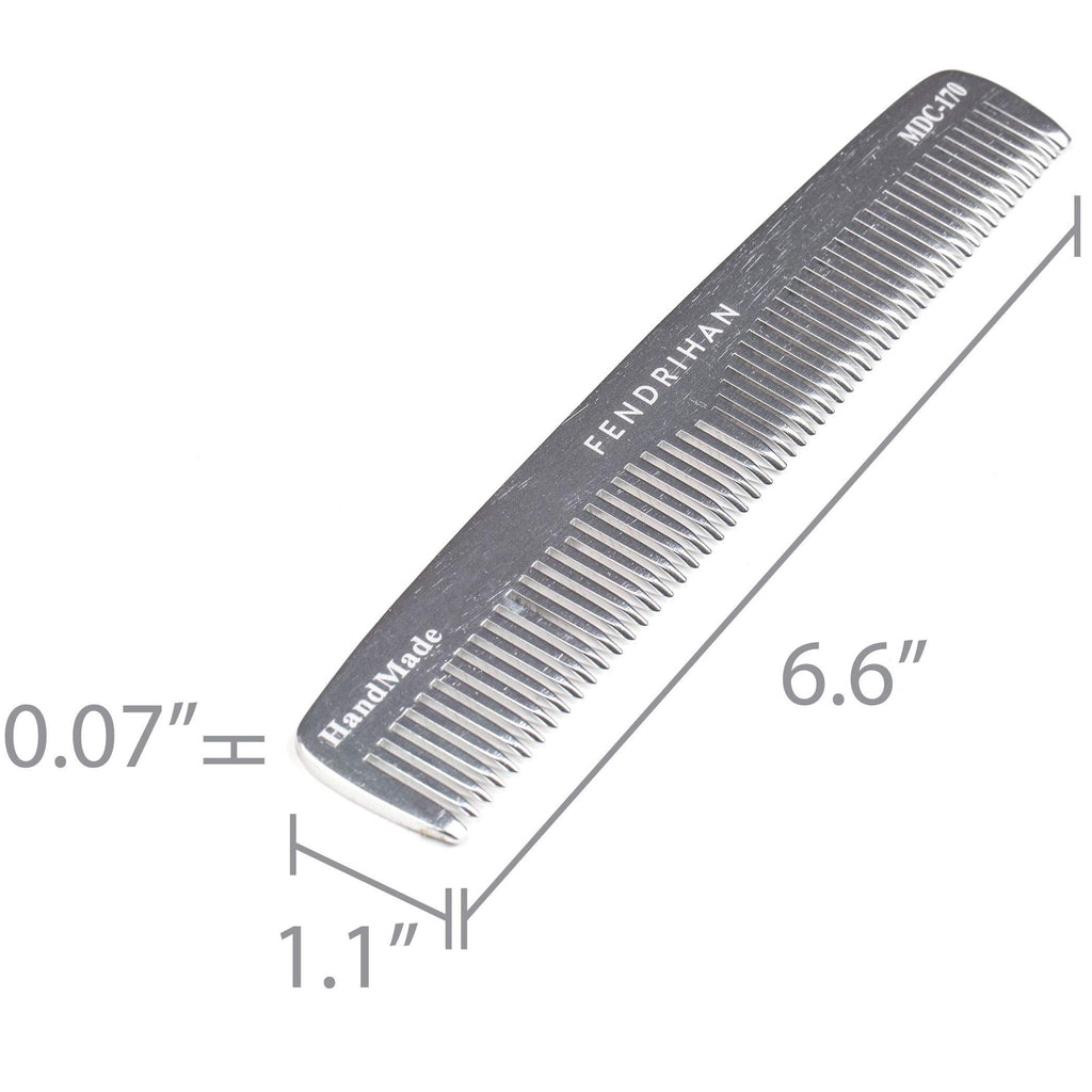 Fendrihan Sturdy Metal Double Tooth Barber Grooming Comb (6.6 Inches)