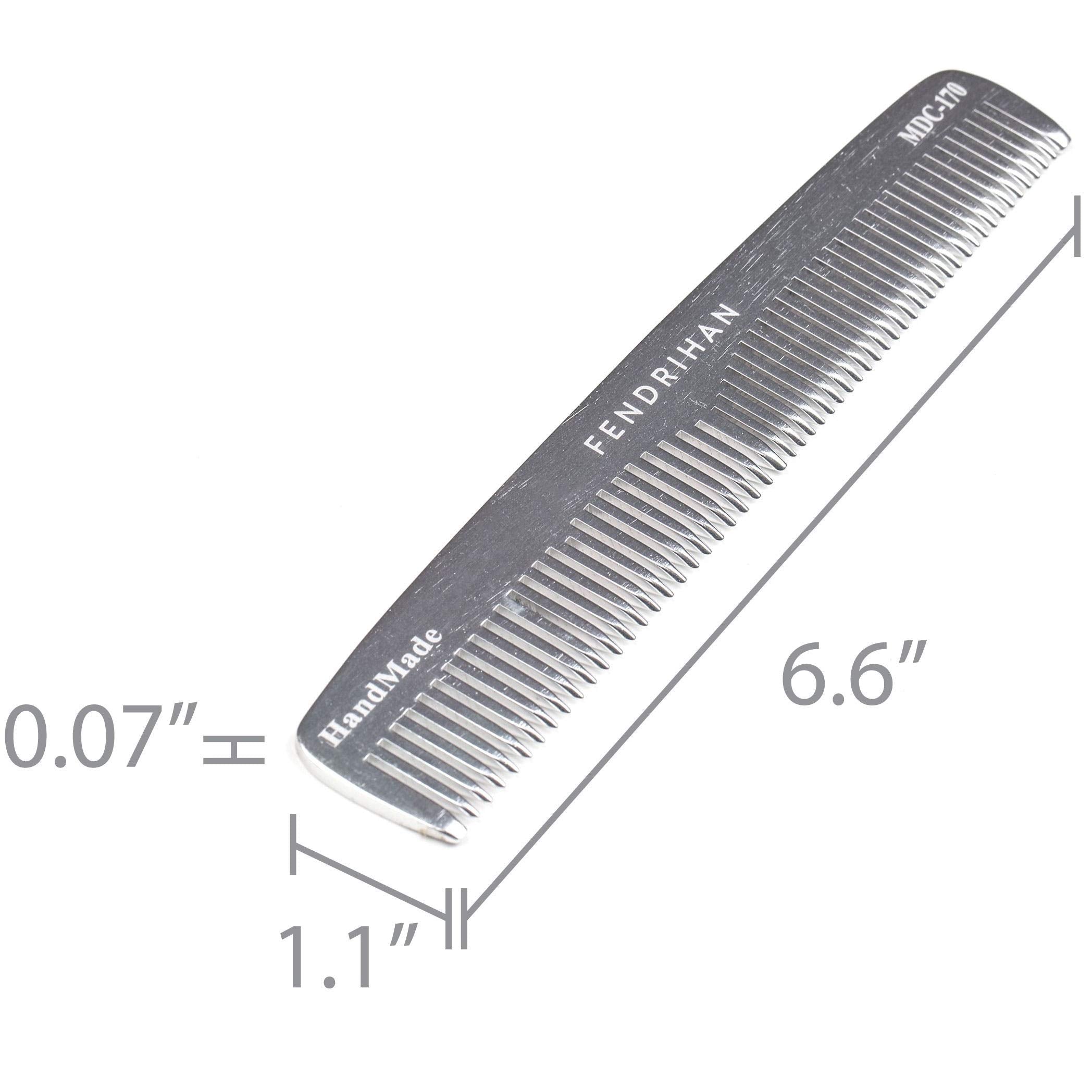 Fendrihan Sturdy Metal Double Tooth Barber Grooming Comb (6.6 Inches)