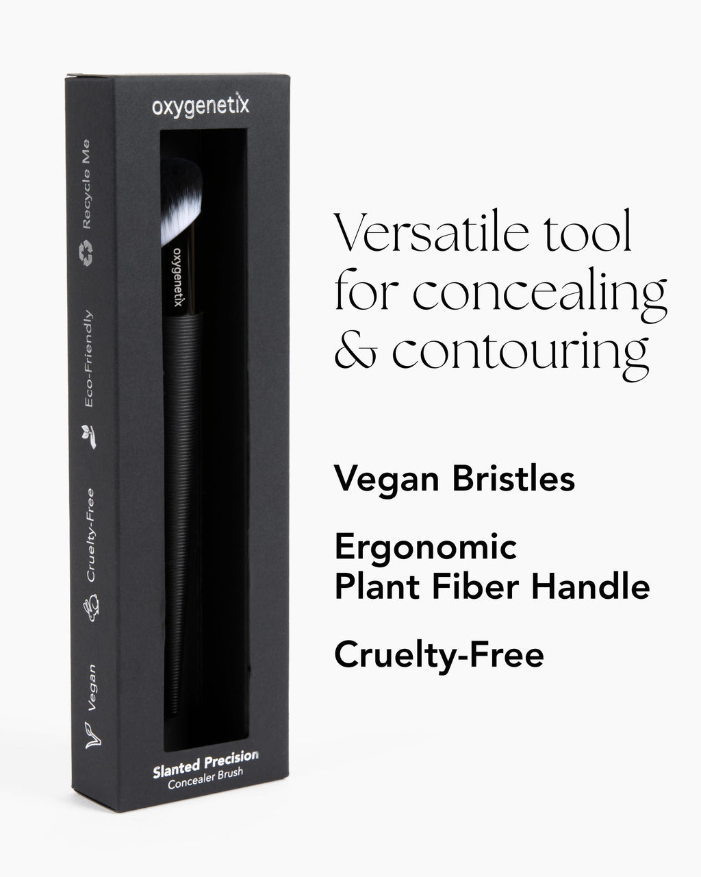 Oxygenetix Concealer Brush | Slanted Precision Beauty Makeup Brush with Vegan Bristles | Blending Tool for Face & Contour