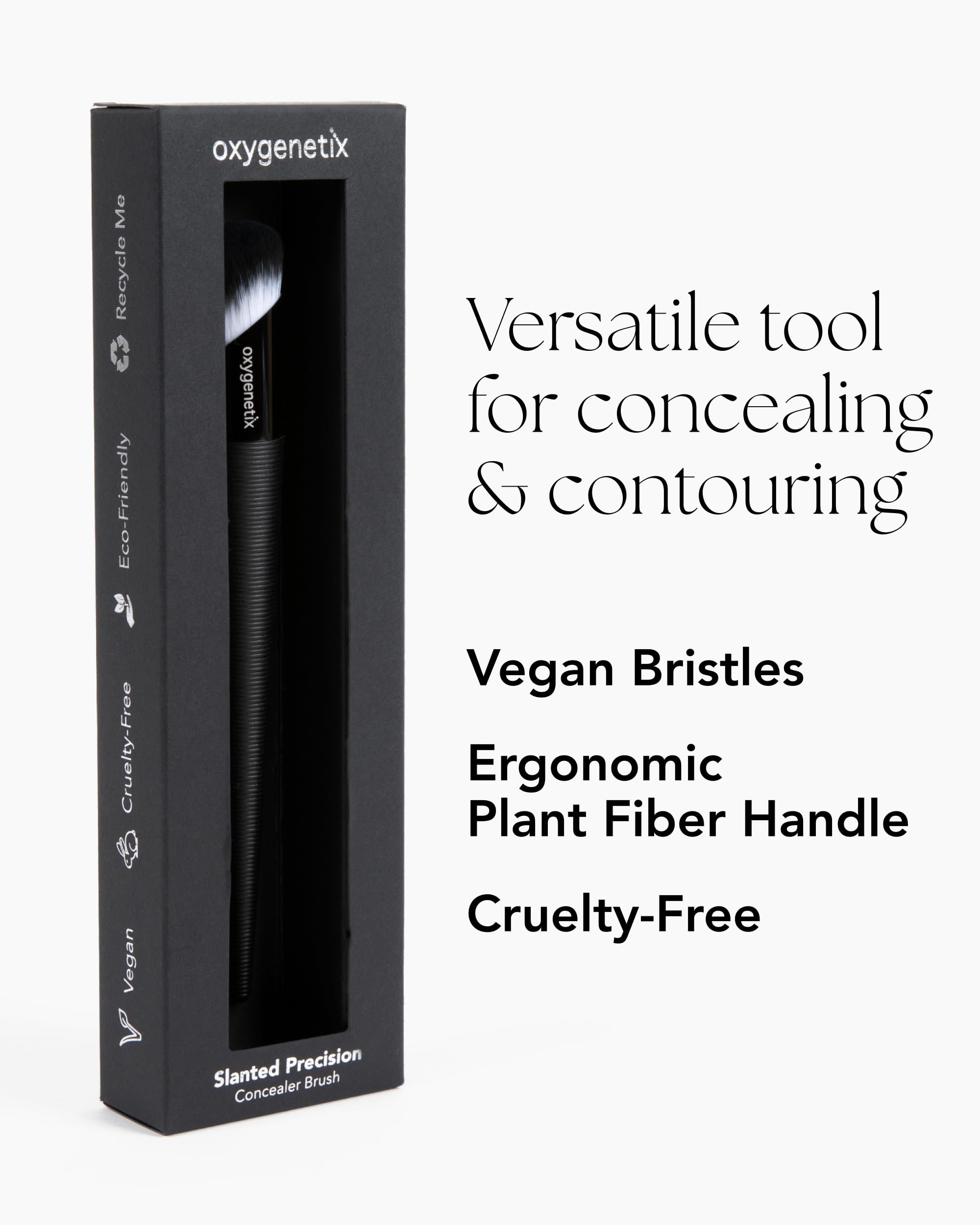 Oxygenetix Concealer Brush | Slanted Precision Beauty Makeup Brush with Vegan Bristles | Blending Tool for Face & Contour