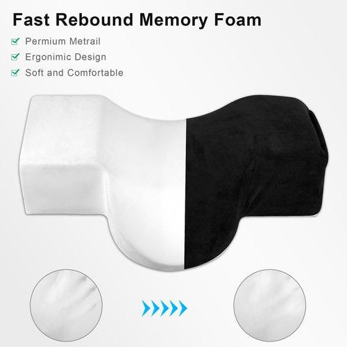 IMENE Lash Pillow for Lash Extensions- Memory Foam Lash Pillows with Neck and Back Support, Ergonomic Lash Bed Pillow with Velvet Pillowcase and Lash Organizer Pockets（Black）