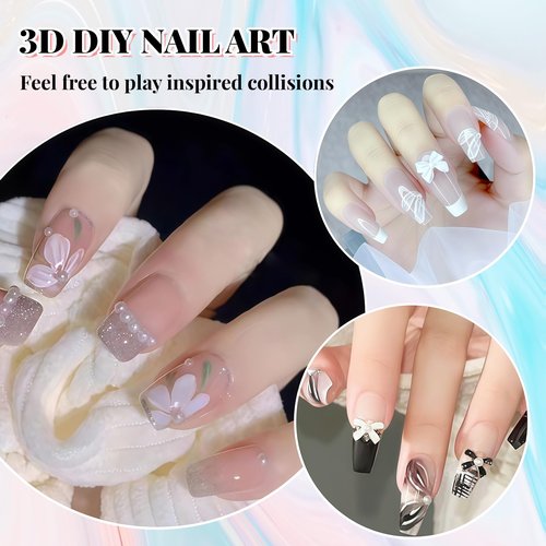 U-Shinein 2Pcs Nail Sculpting Gel,Non Wipe 3D Painting Nail Polish Gel with Nail Painting Pen for Art Carving Modeling,Rub Chrome Nail Powder,and Nail Painting UV/Led Manicure DIY, Black & White