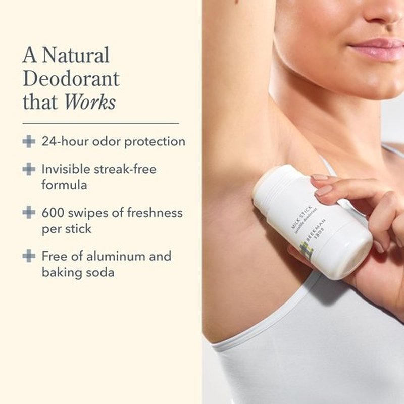 Beekman 1802 Milk Stick Deodorant - All-Day Invisible, Aluminum-Free - 2.5 oz - Sensitive Skin Friendly