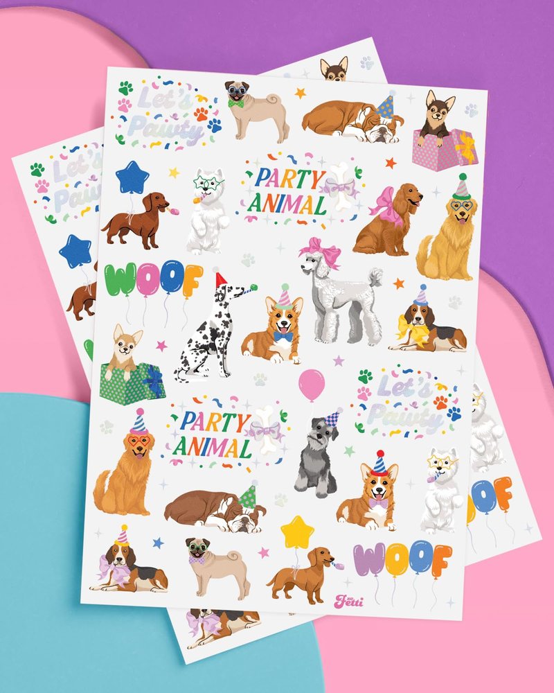 xo, Fetti Dog Temporary Tattoos - 44 Glitter Styles | Animal Birthday Supplies, Pet Lover Party Favors, Woof Arts and Crafts