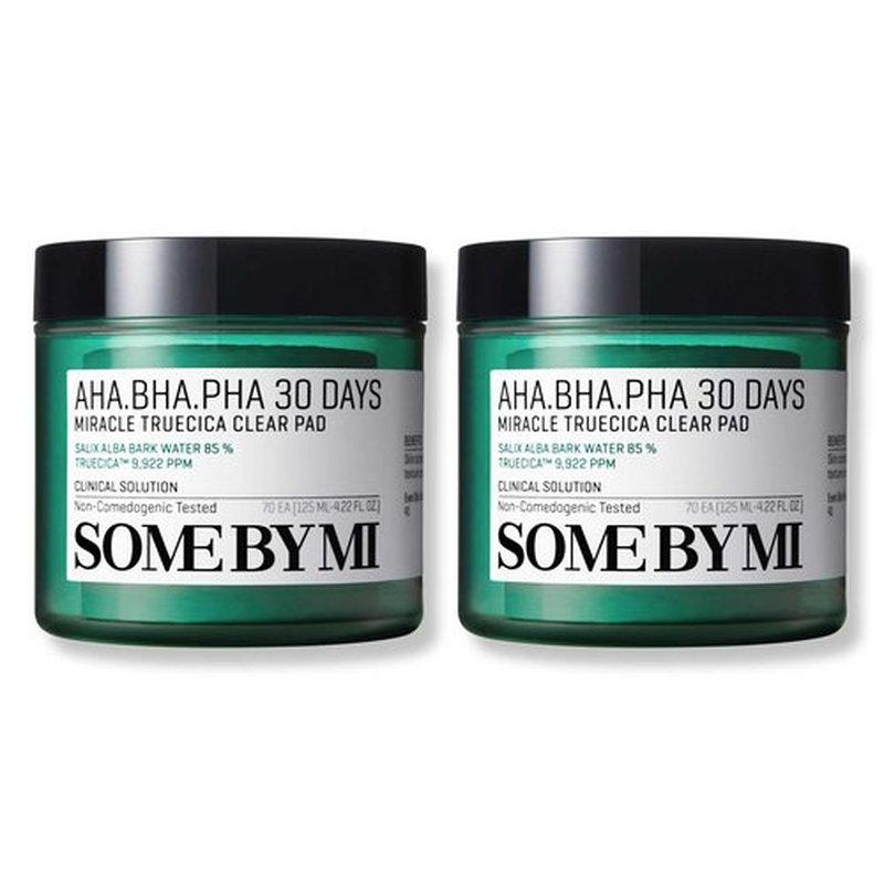 SOME BY MI AHA BHA PHA 30 Days Miracle Truecica Clear Pad – Pack of 2 – Korean Exfoliating Centella Face Toner Pads – Gently Clears Impurities, Refines Pores & Smooths Skin Texture – Korean Skin Care