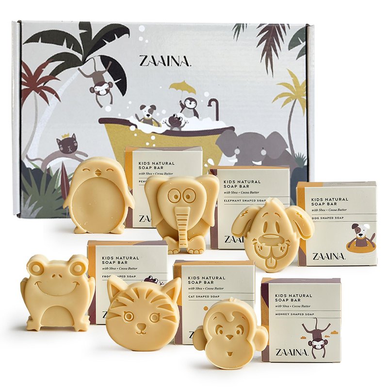 ZAAINA Kids Soap Bar (Set of 6) – Easter Gifts for Kids, Unique Natural Animal Shaped Soaps for Children, Gentle Bath Soap, Kids Body Wash Cleanser, Fun Bath Time for Boys Girls – Handmade in USA