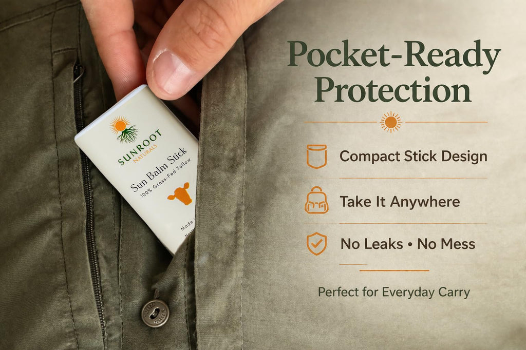 Sunroot Naturals 15% Zinc Sun Stick, .5 oz | Mineral Sun Stick Face & Body Balm | Non-Nano Zinc Oxide Formula | Travel Size Great for Outdoor Use | Reef Friendly, Made in USA