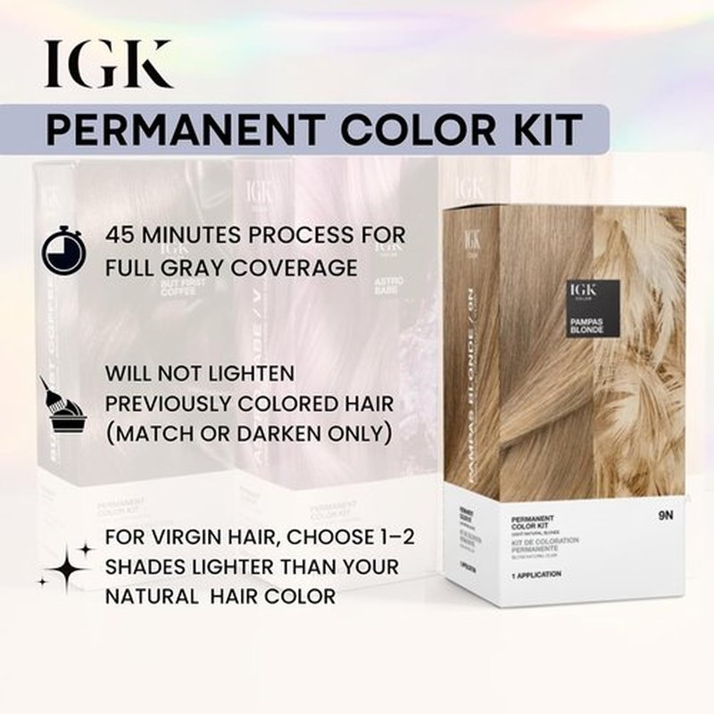 IGK Permanent Hair Dye Color Kit - 5GA1-800 Espresso Golden Ash Brown | 100% Gray Coverage, Strength & Shine