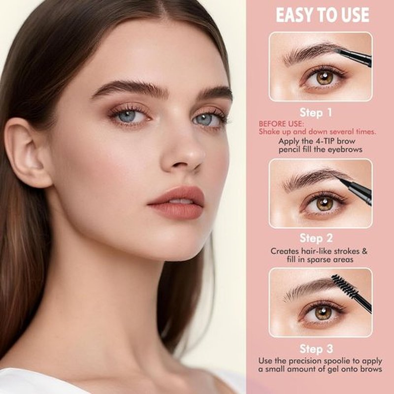 Skiennix Eyebrow Pencil Kit - Waterproof Microblading Pen, Gel & Brush for Long-Lasting Makeup | Blonde