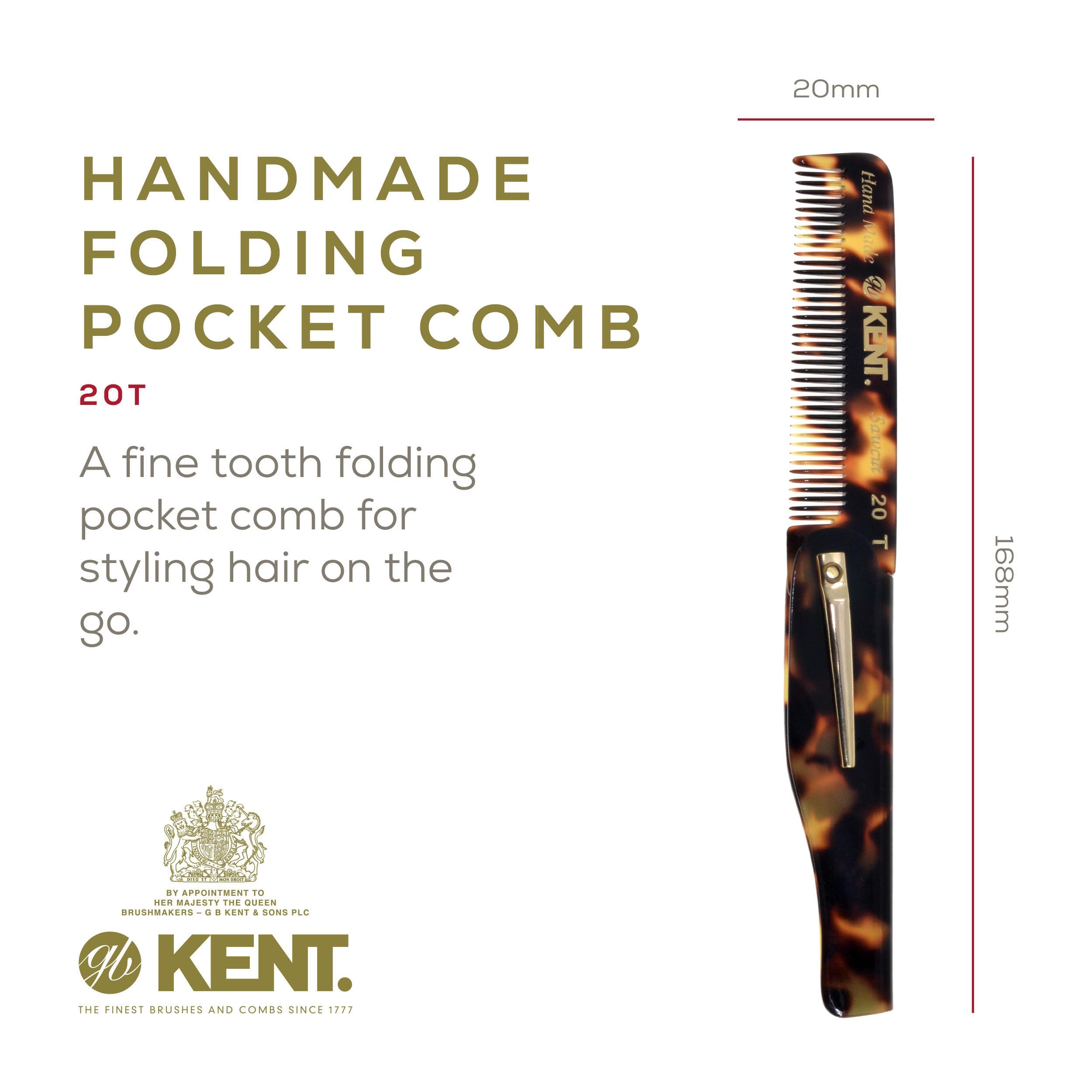 Kent Combs 20T, 81T, FOT for Men Beard Comb Set, Folding Comb for Travel and Home Care, Mustache and Mini Combs for Men, Handmade Mens Beard Grooming Set