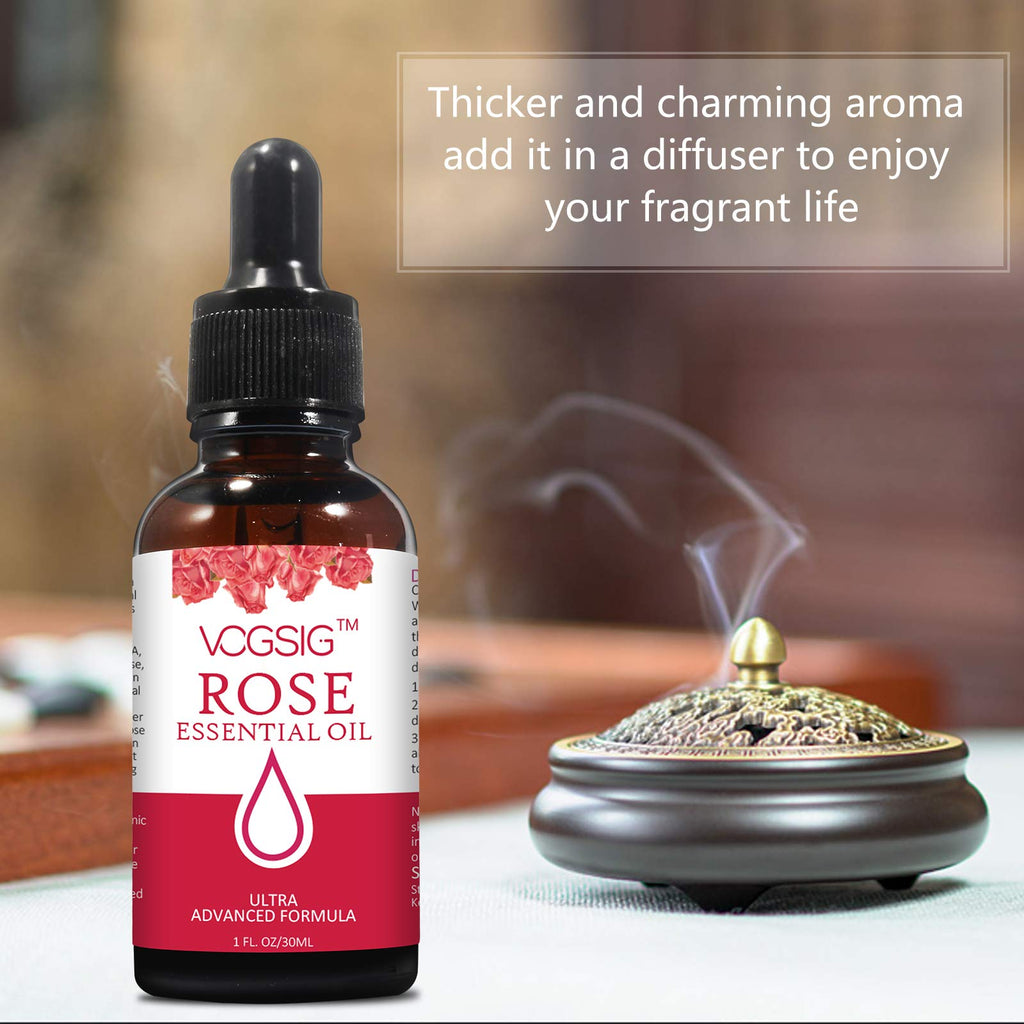VOGSIG Rose Essential Oil 30ml - Aromatherapy, Skin Moisturizing, Anti-Aging, Reduce Pigmentation, Quickly Absorbed