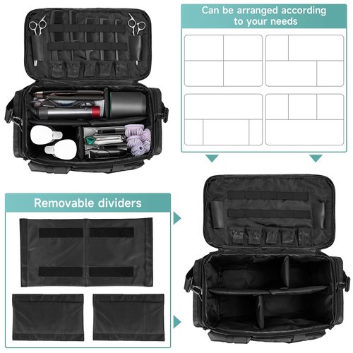 LASUK Barber Hairdresser Bag Supplies Bag with Adjustable Dividers, Barber Tools Storage Hair Clipper Case Organizer for Scissors Clippers Trimmers & Haircut Kits, Barber Travel Case