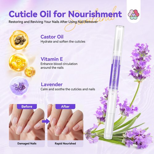 SAVILAND Nail Polish Remover Kit: 50 ML Acetone Nail Polish Remover Non-Drying Expert Gel Remover with Cuticle Oil & Tools Quick Removal for Nails Polish Acrylic Dip Powder DIY Salon