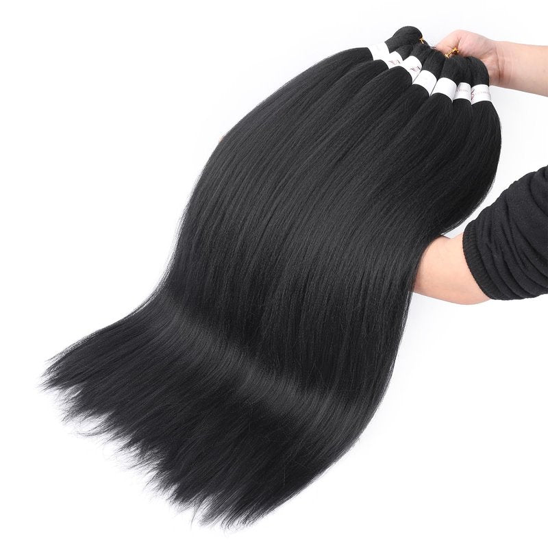 Zoewan Pre-Stretched Braiding Hair - 18 Inch 8 Packs, Soft & Itch-Free Synthetic Hair for Braiding, Yaki Texture, Heat Resistant for Hot Water Styling, Easy to Install (18", Color 1B)