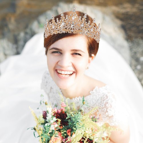 Crystal Tiara Crown for Women, Rhinestone Queen Headband Wedding Bridal Hair Accessories, Princess Crown for Birthday Prom Quinceañera Party Pageant Halloween Cosplay (B#-Gold 1 Pcs)
