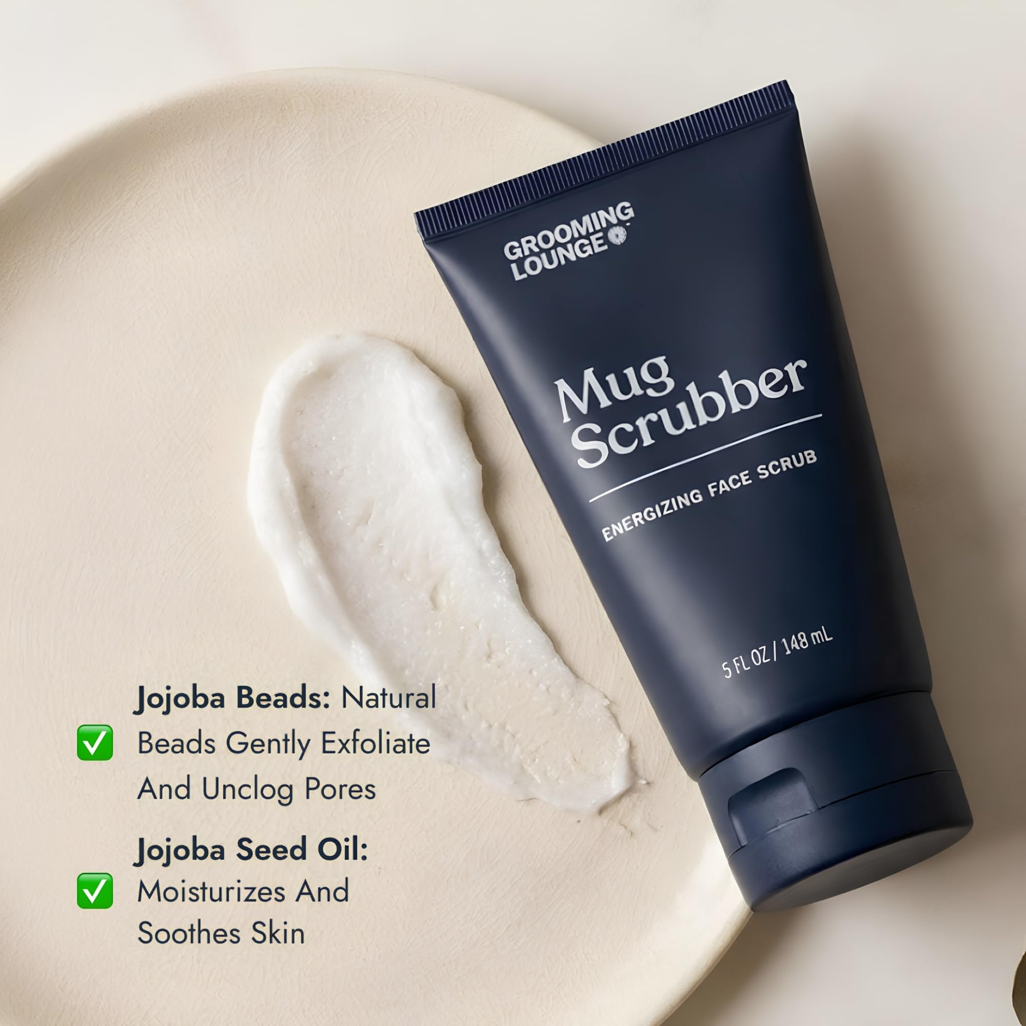 Grooming Lounge Mug Scrubber Face Scrub - Provides Safe and Gentle Exfoliation - Extracts Dug in Dirt and Oil - Uproots Ingrown Hairs - Improves Skin Softness and Appearance - Cruelty Free - 4 oz