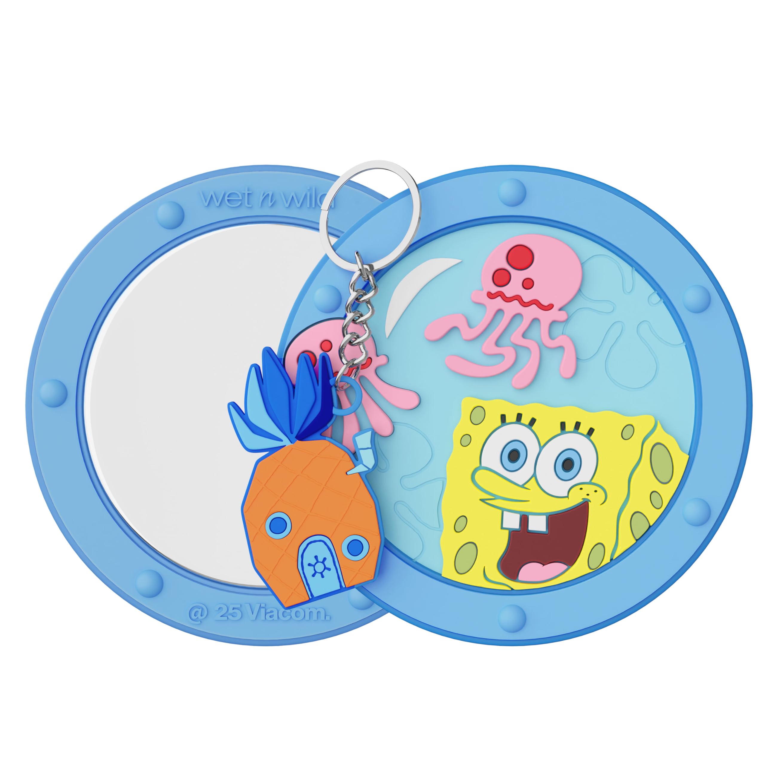 wet n wild Spongebob Collection Mirror & Keychain Set, Fun & Functional Unbreakable Acrylic Design - Always Looking Up