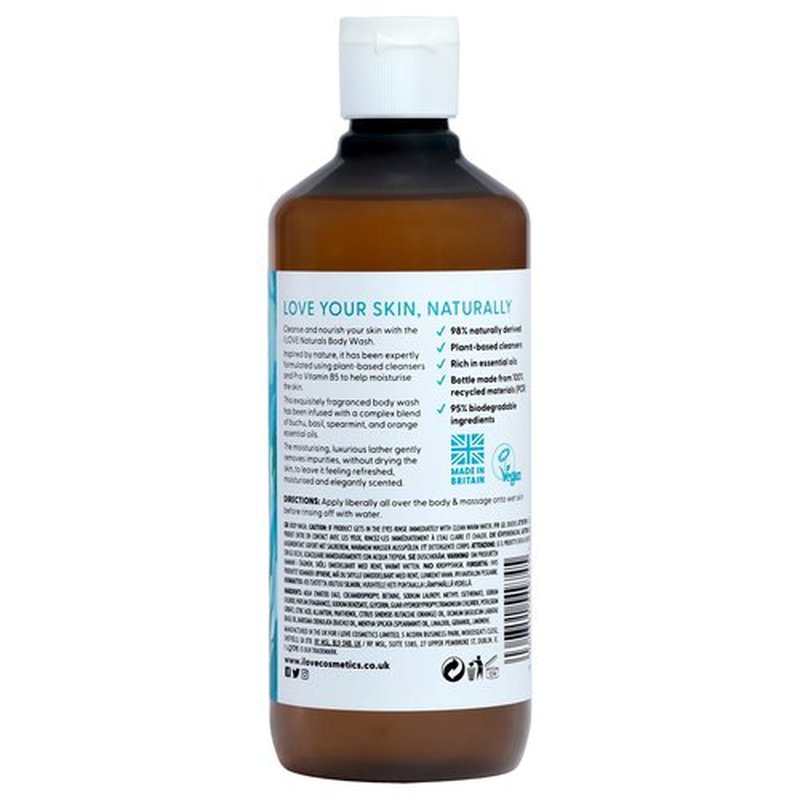 I LOVE Naturals Bergamot and Seaweed Body Wash - Moisturizing Body Wash - Infused with Essential Oils - Plant-Based Body Cleanser - 16.9 oz