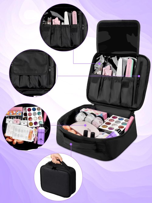 Professional Acrylic Nail Kit for Beginners - 42 Colors Glitter Powder, Liquid, UV Light, Drill, Practice Finger Nail Bag Organizer Case